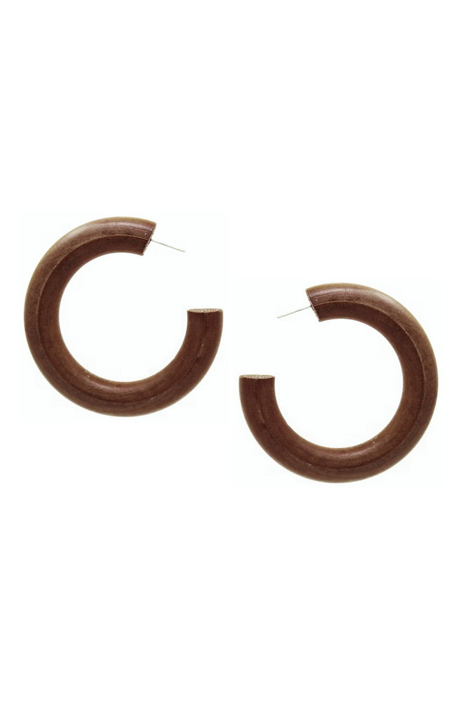 Natural Wood Hoop Earrings - Surf Souleil