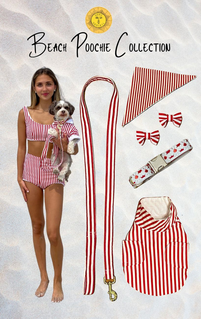 Beach Poochie Striped Doggy Harness Top