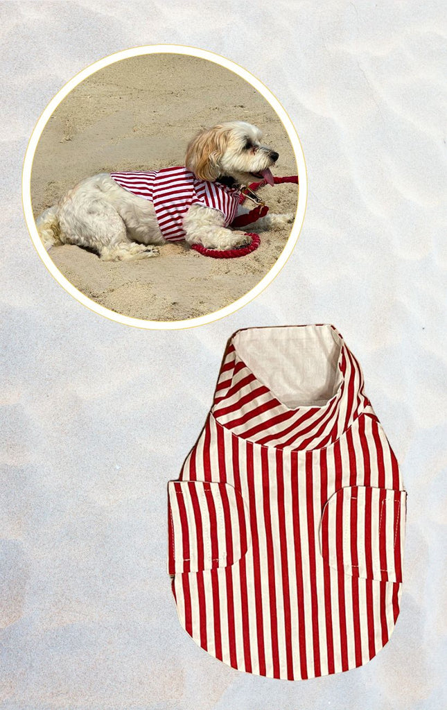 Beach Poochie Striped Doggy Harness Top