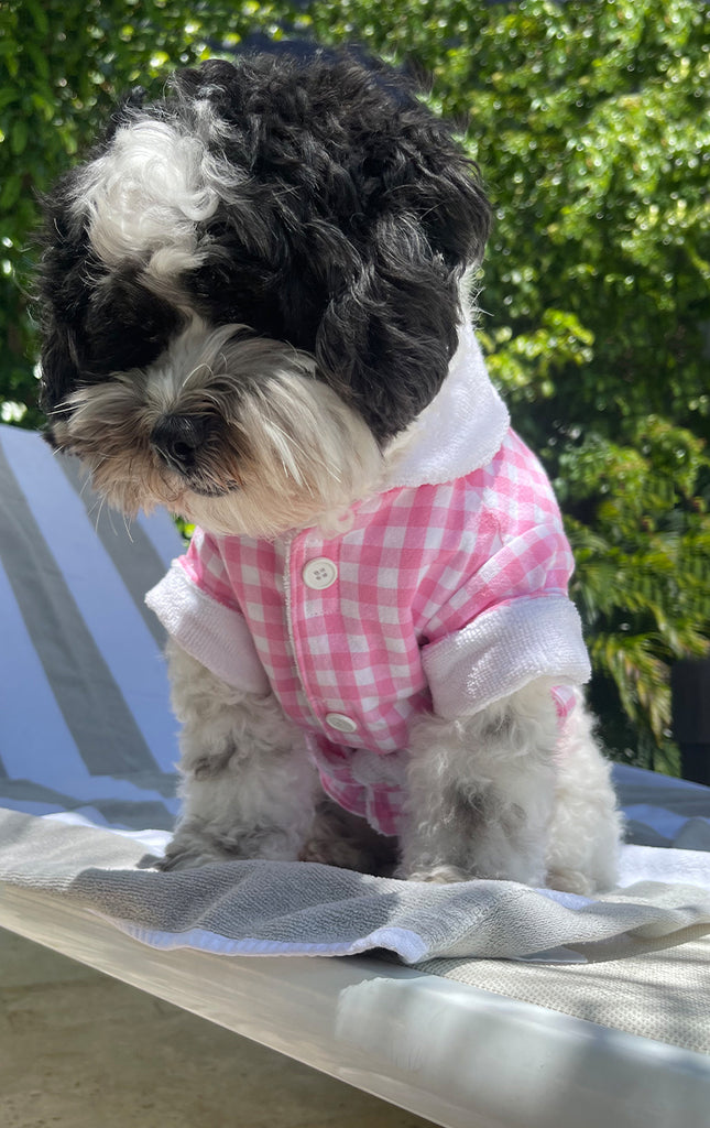 Surf Souleil Matching Doggy Cabana Shirt Pink Check
