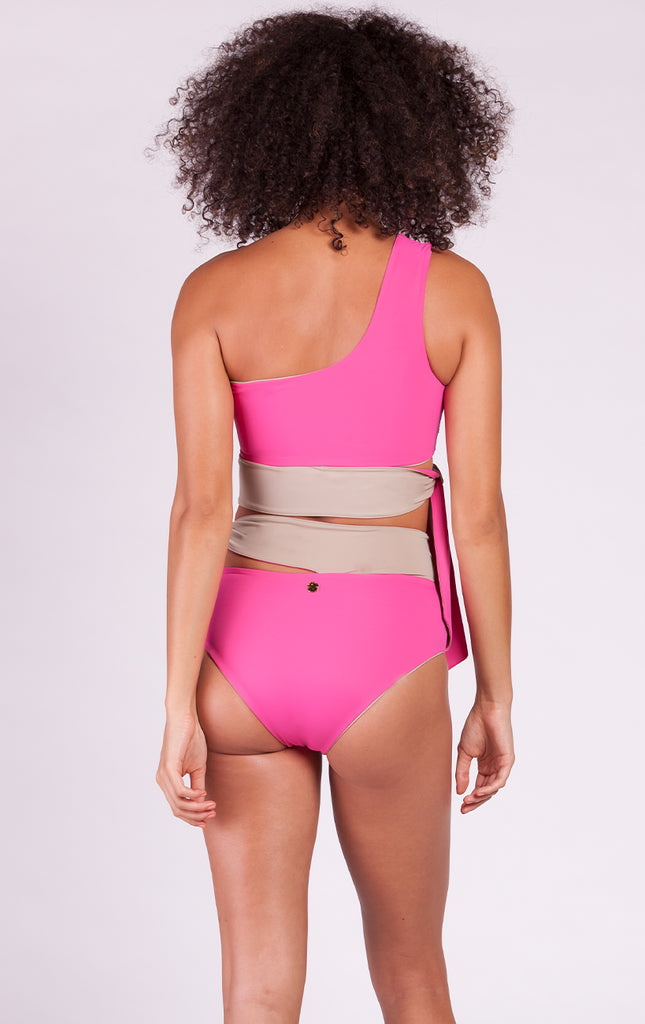 Surf Souleil Goddess Bikini Top Pink / Taupe