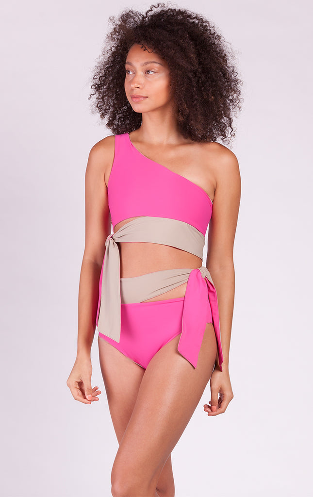 Surf Souleil Goddess Bikini Top Pink / Taupe