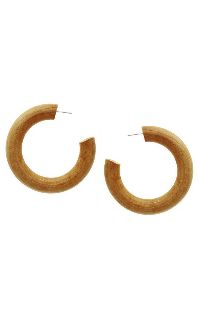 Natural Wood Hoop Earrings - Surf Souleil